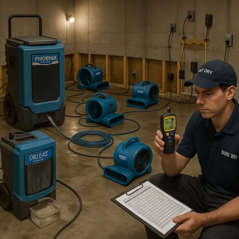 Structural Drying and Dehumidification process in Dollar Point, CA
